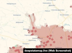 Схема продвижения российских войск в районе Доброполья 11 августа 2025 года. Источник: проект DeepState